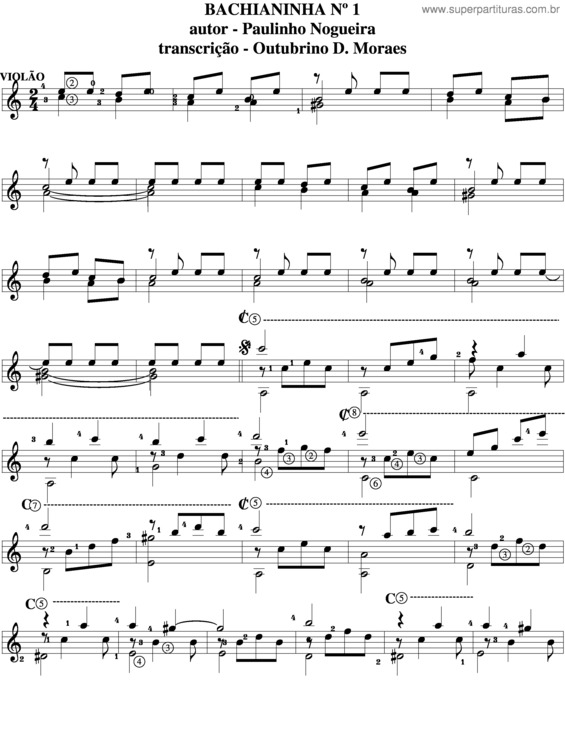 Partitura da música Bachianinha  v.4
