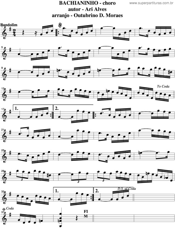 Partitura da música Bachianinha  v.7