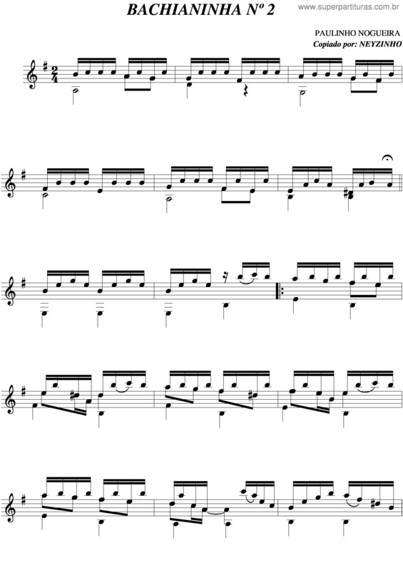 Partitura da música Bachianinha 