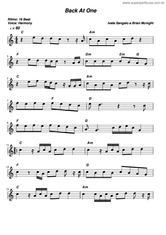 Partitura da música Back At One v.8