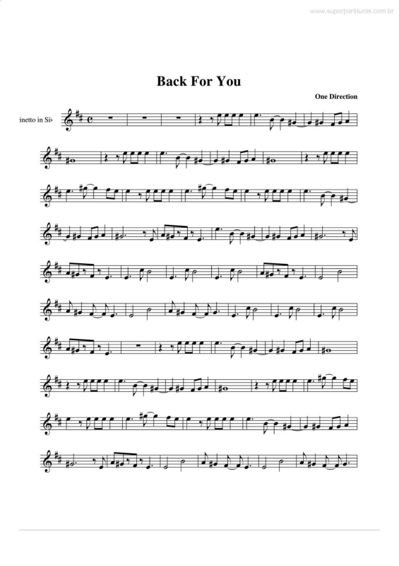 Partitura da música Back For You