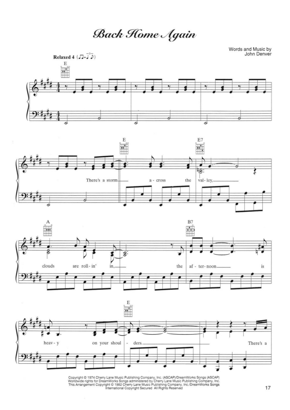 Partitura da música Back Home Again