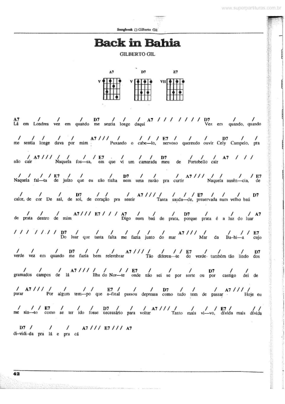 Partitura da música Back in Bahia