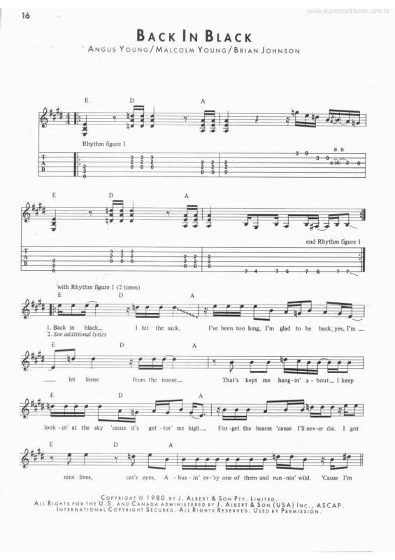 Partitura da música Back In Black v.2