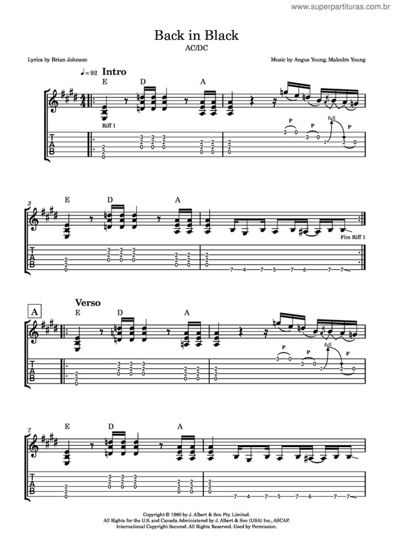 Partitura da música Back In Black v.4