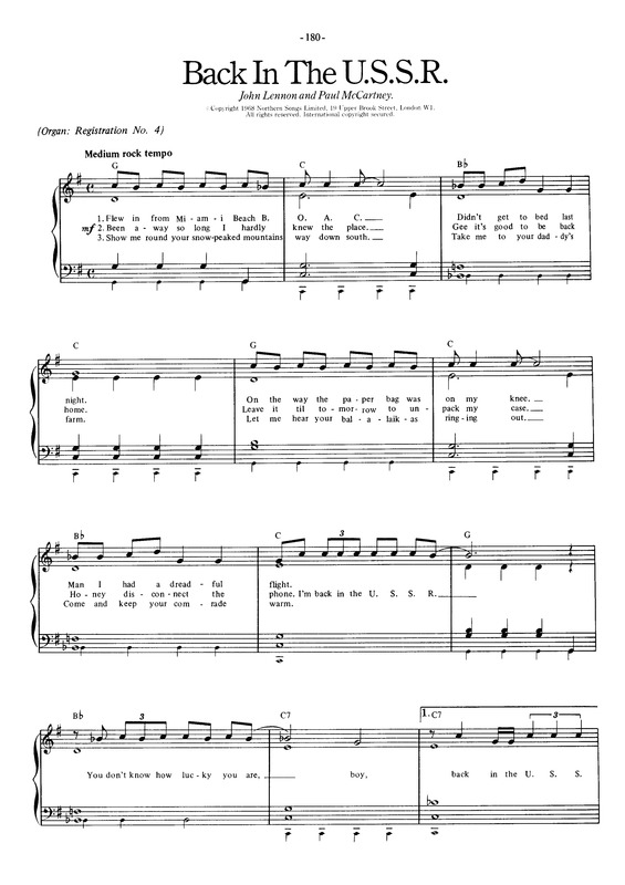 Partitura da música Back In The U.S.S.R.