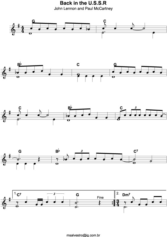 Partitura da música Back In The U.S.S.R