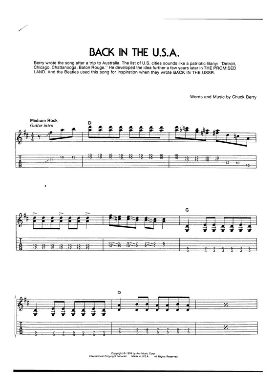 Partitura da música Back In The USA