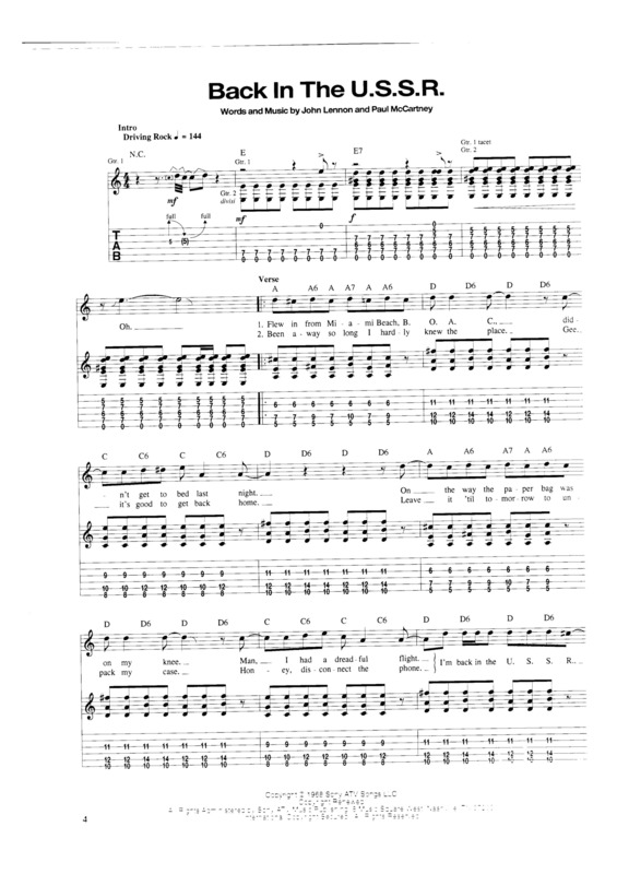 Partitura da música Back In The USSR v.2