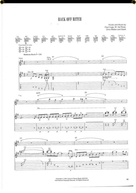 Partitura da música Back Off Bitch