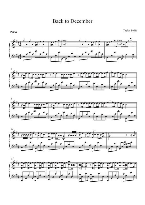 Partitura da música Back to December v.2