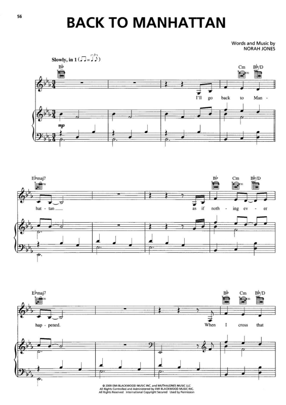 Partitura da música Back to Manhattan