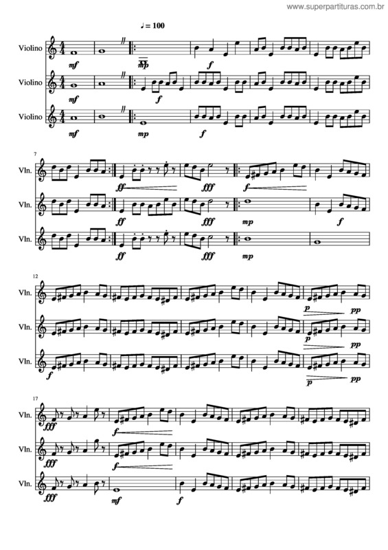 Partitura da música Bad Apple Modificada Para Trio De Violinos