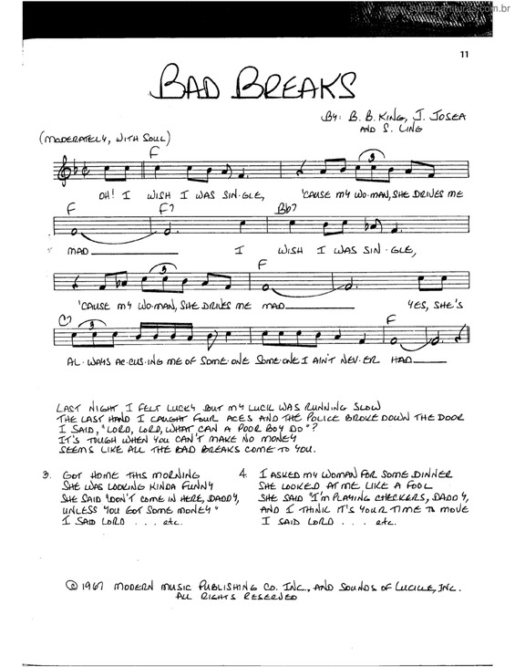 Partitura da música Bad breaks
