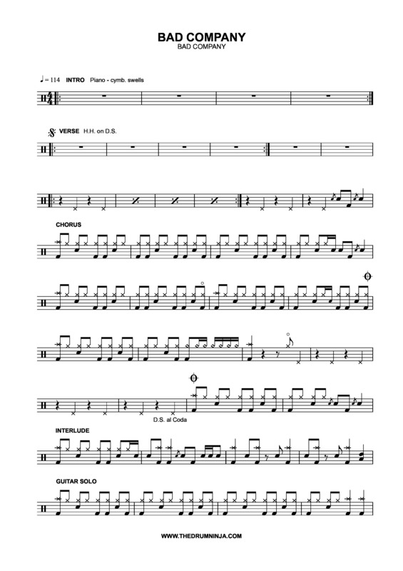 Partitura da música Bad Company