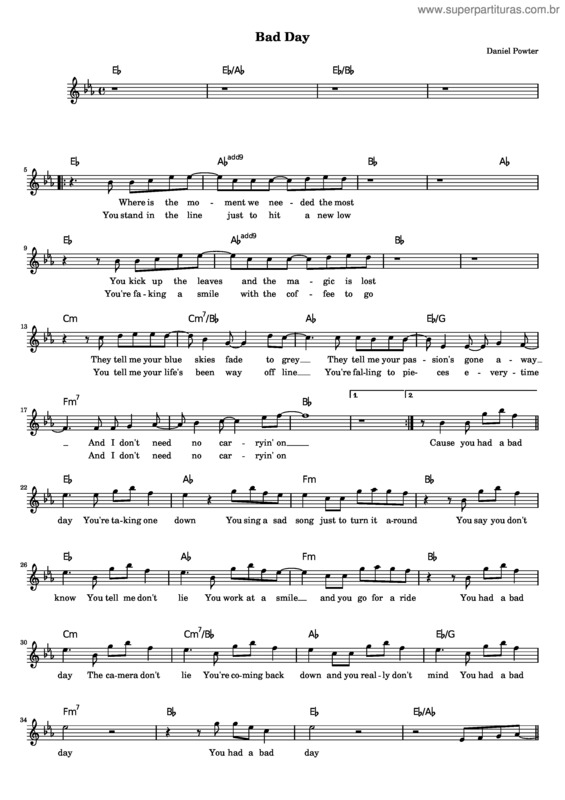 Partitura da música Bad Day v.3