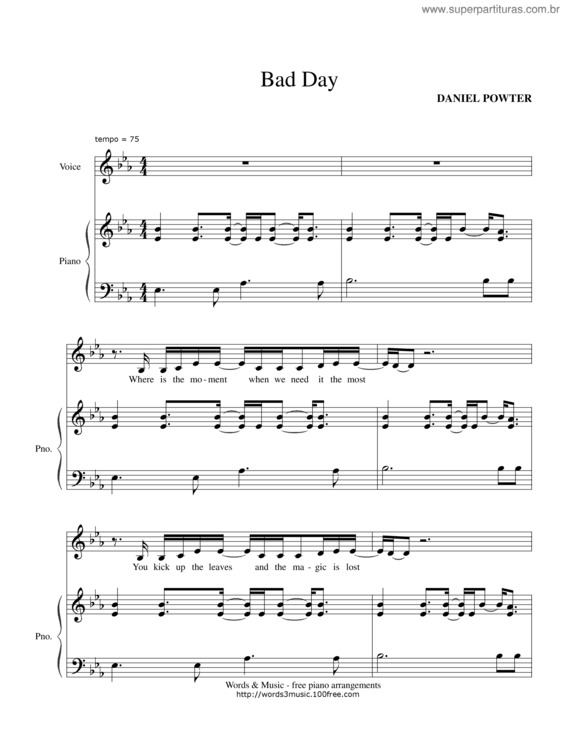 Partitura da música Bad Day v.4