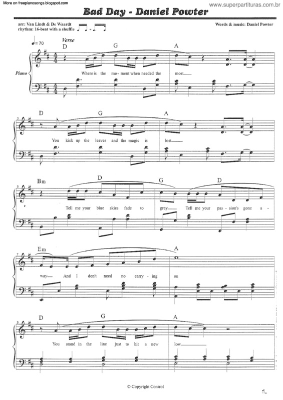 Partitura da música Bad Day v.5