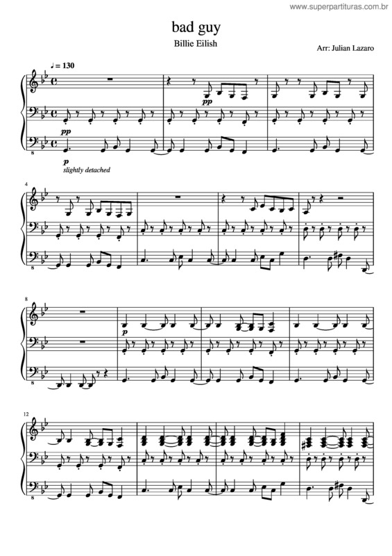 Partitura da música Bad Guy – Billie Eilish – Piano Cover