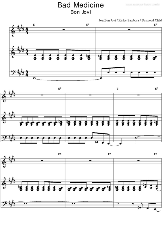 Partitura da música Bad Medicine