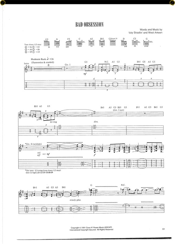 Partitura da música Bad Obsession