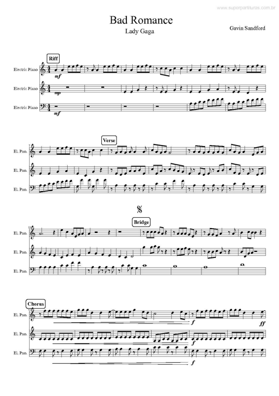 Partitura da música Bad Romance v.4