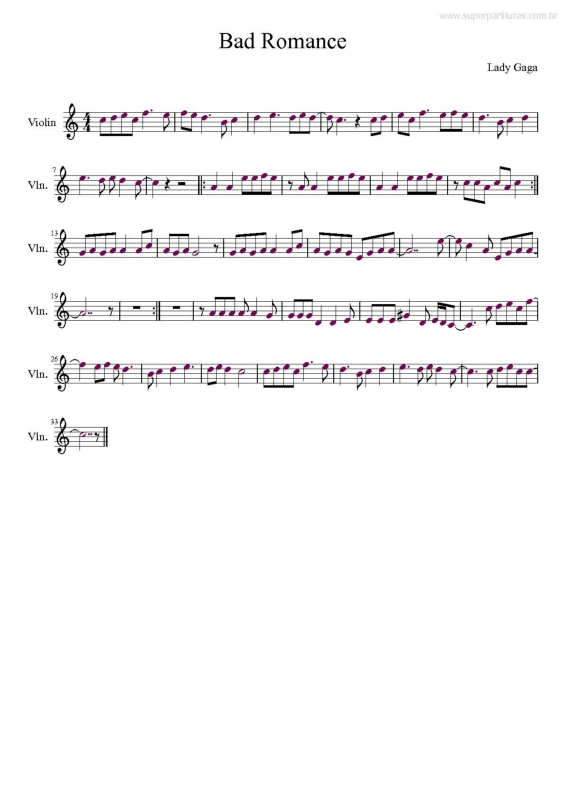 Partitura da música Bad Romance v.5