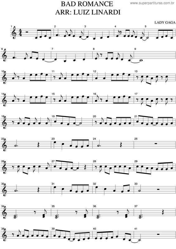 Partitura da música Bad Romance v.6