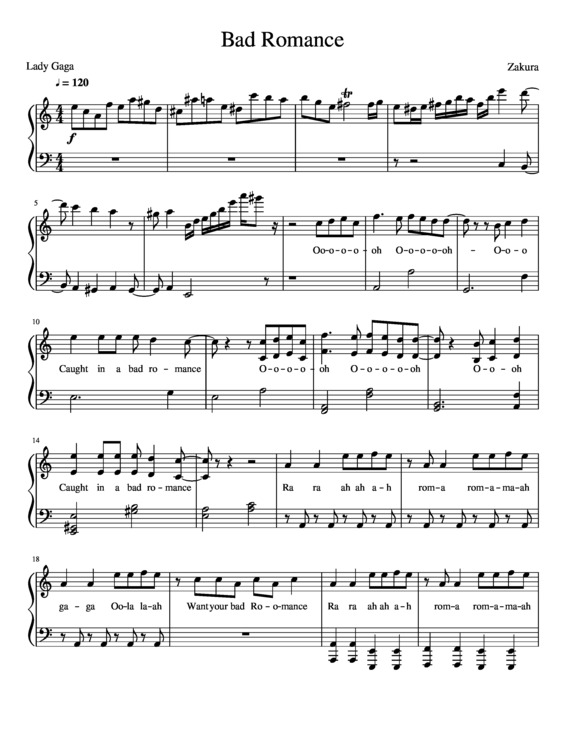 Partitura da música Bad Romance v.9