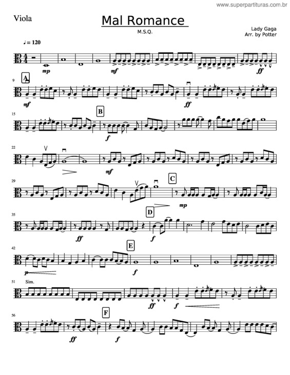 Partitura da música Bad Romance Viola