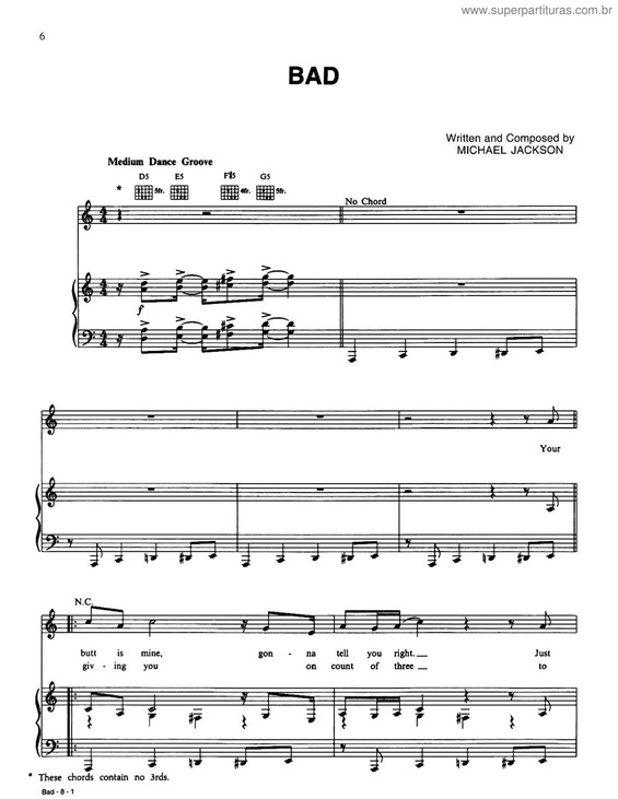 Partitura da música Bad v.2