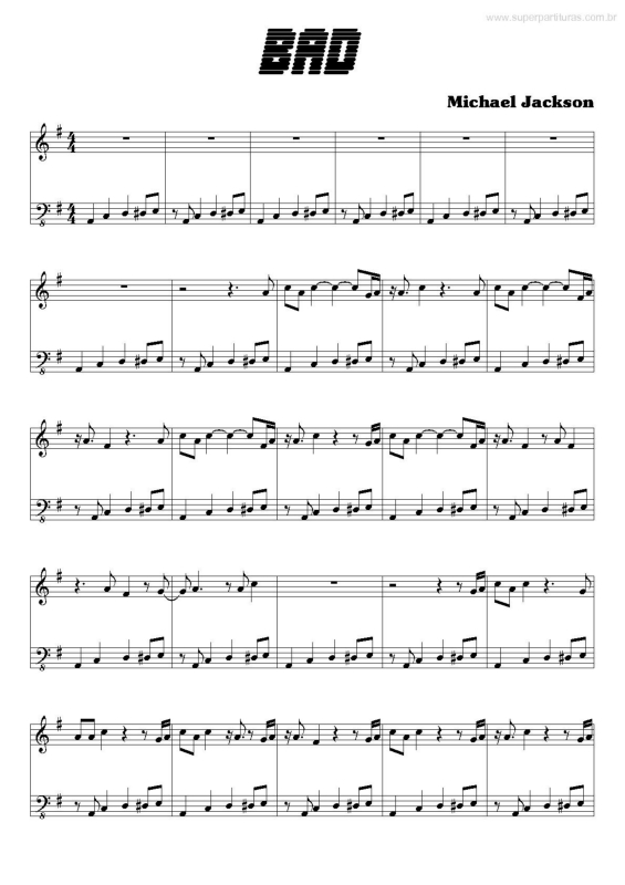 Partitura da música Bad