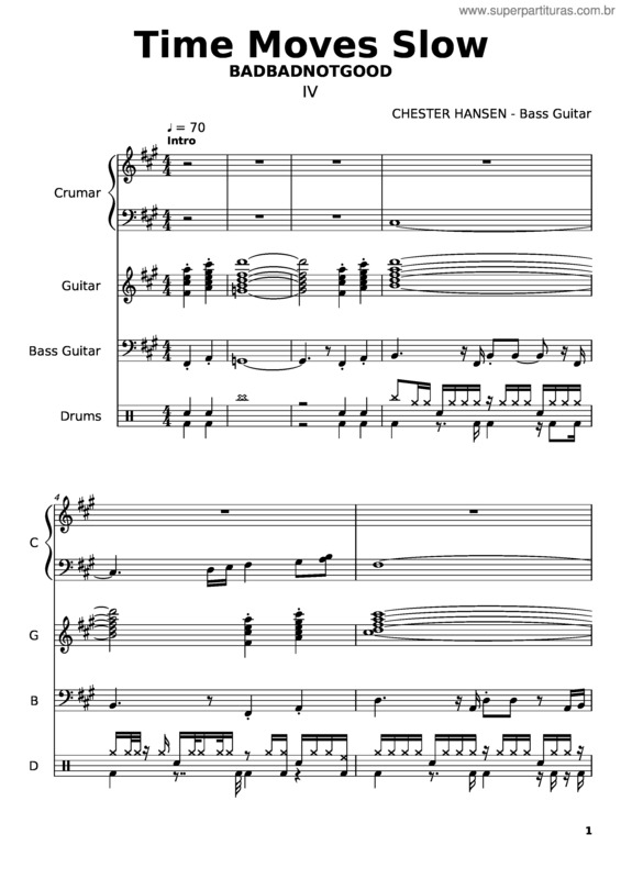 Partitura da música Badbadnotgood – Time Moves Slow