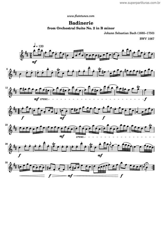 Partitura da música Badinerie v.2