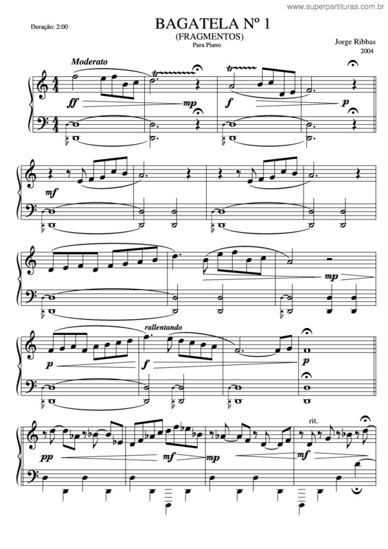 Partitura da música Bagatela nº 1