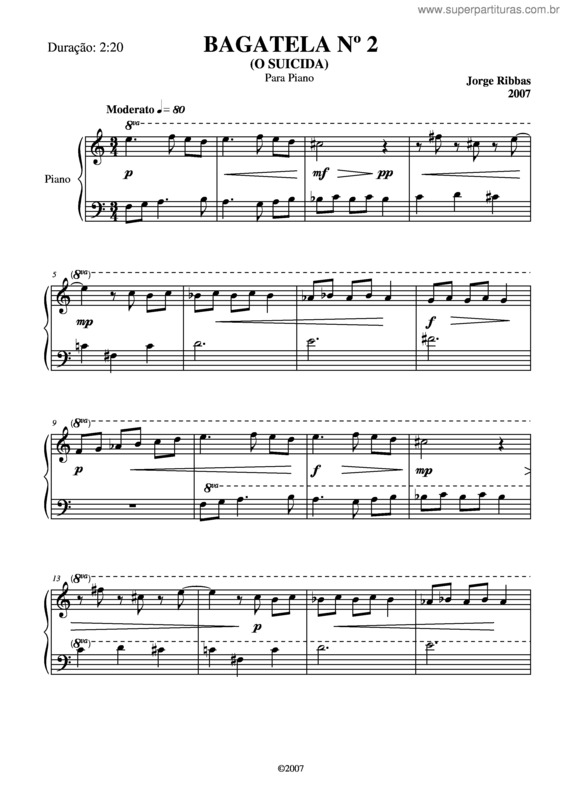 Partitura da música Bagatela nº 2