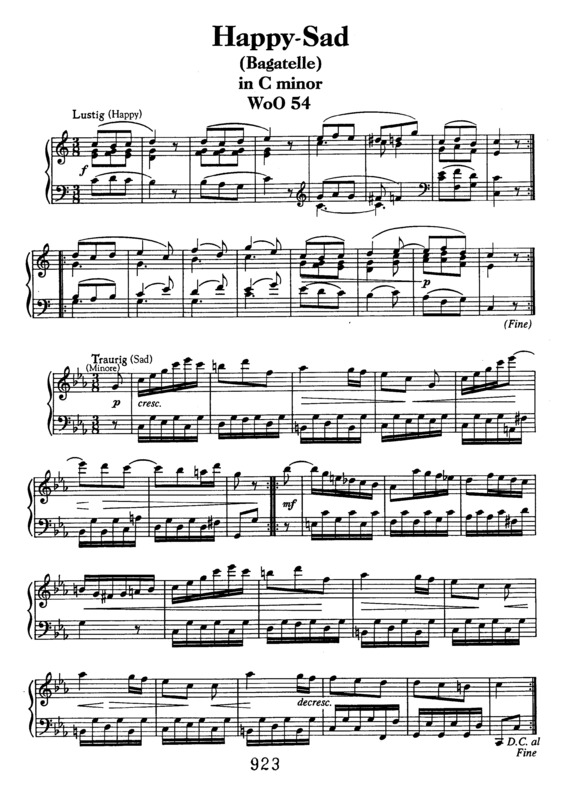 Partitura da música Bagatelle (Lustig-Traurig)