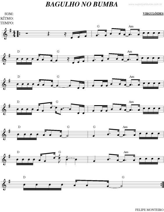 Partitura da música Bagulho No Bumba