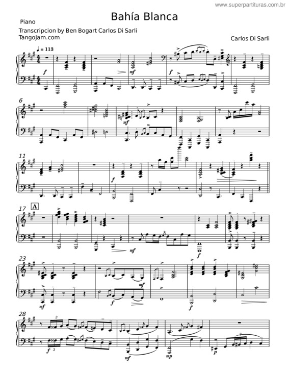 Partitura da música Bahia Blanca – Carlos Di Sarli v.2
