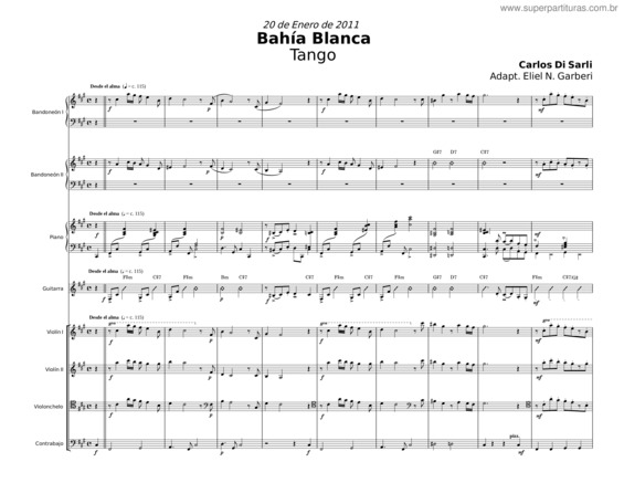 Partitura da música Bahia Blanca – Carlos Di Sarli