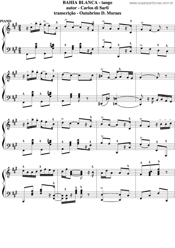 Partitura da música Bahia Blanca