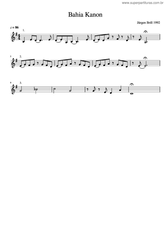 Partitura da música Bahia Kanon