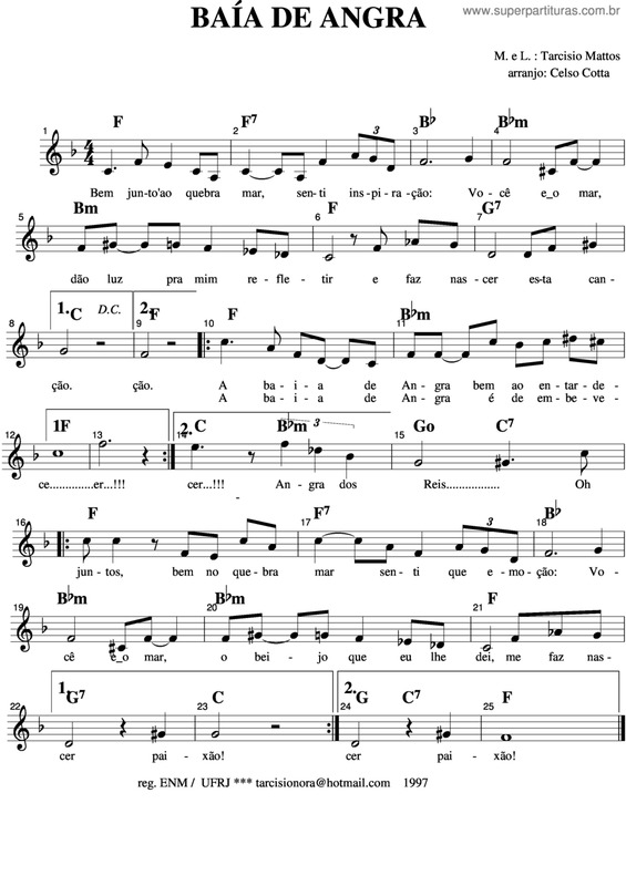 Partitura da música Baía De Angra