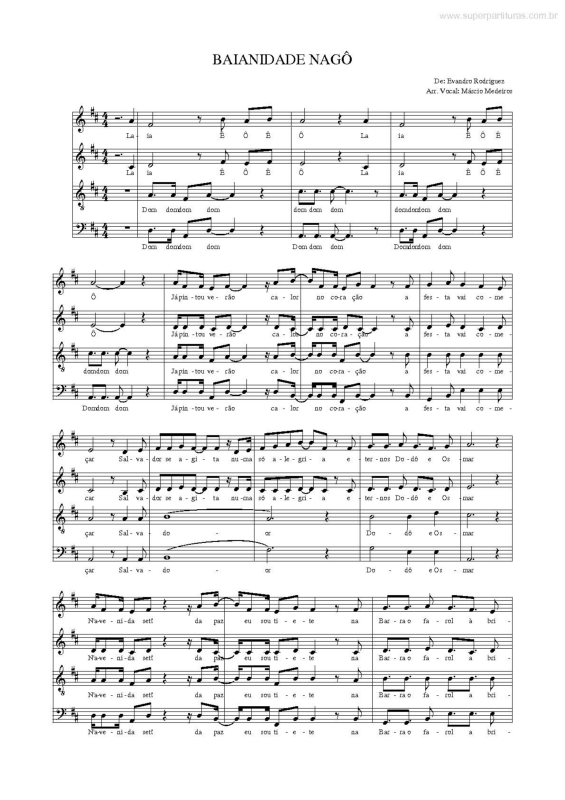 Partitura da música Baianidade Nagô