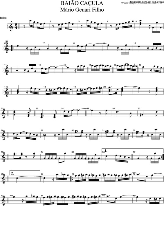 Partitura da música Baião Caçula v.3