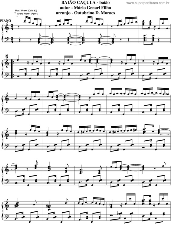 Partitura da música Baião Caçula v.6