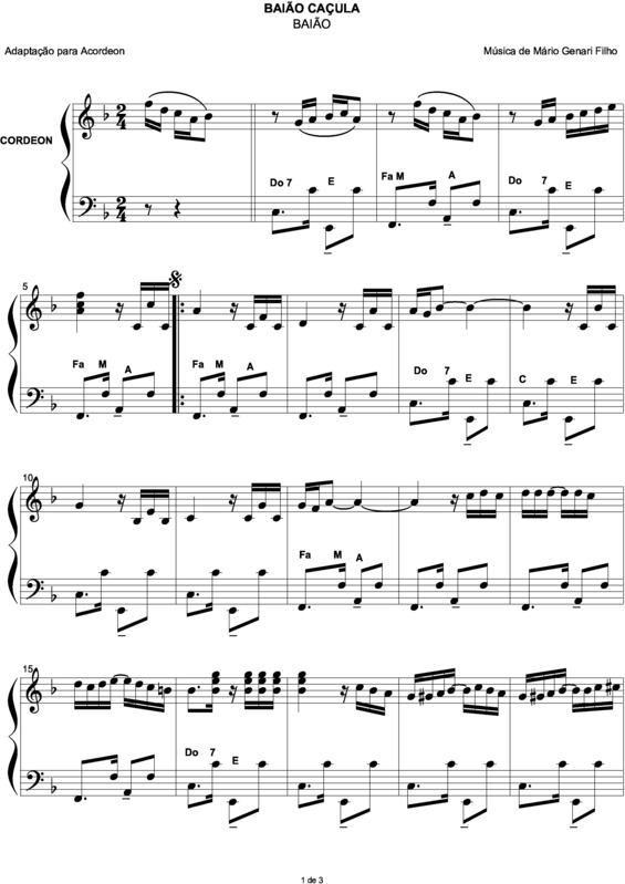 Partitura da música Baião Caçula v.7