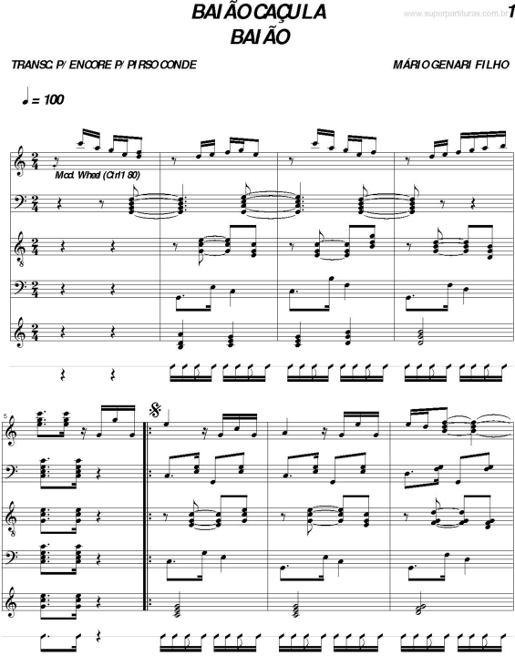 Partitura da música Baião Caçula