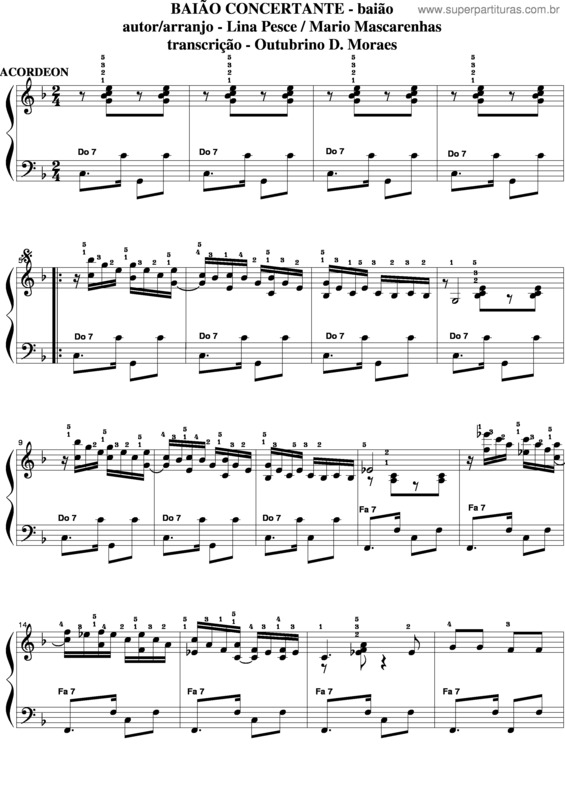 Partitura da música Baião Concertante