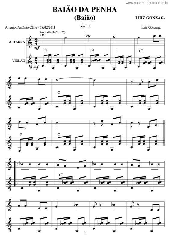 Partitura da música Baião Da Penha